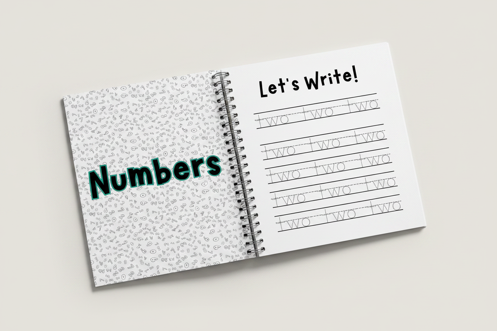 Open Book Mockup - Numbers & Let's Write