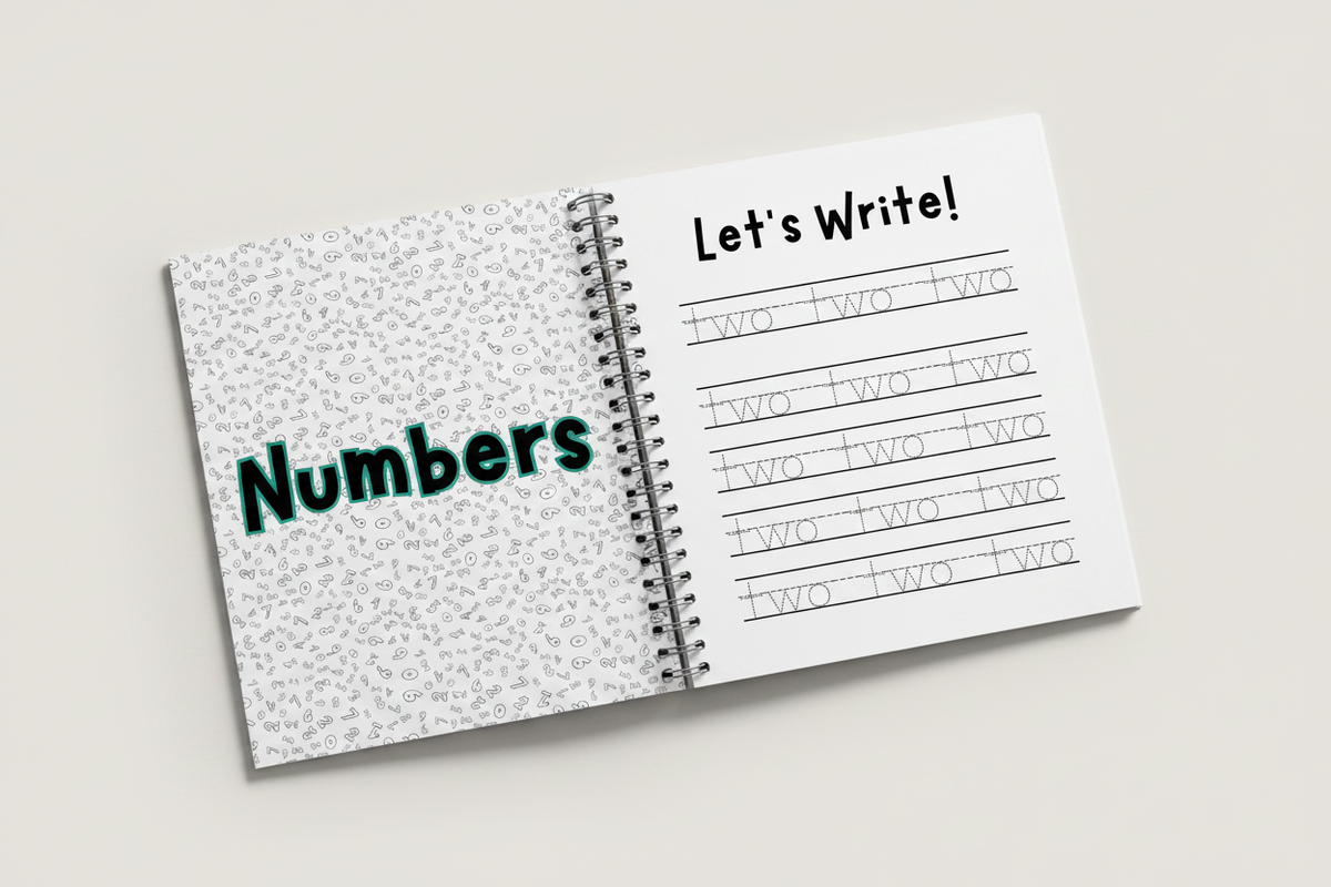 Open Book Mockup - Numbers & Let's Write